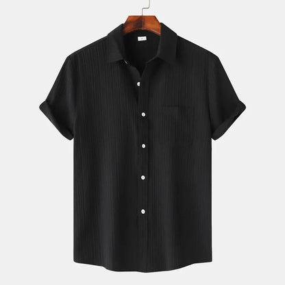 Camicia Estiva Uomo con Colletto Aperto e Chiusura a Bottoni – Stile Casual Classico