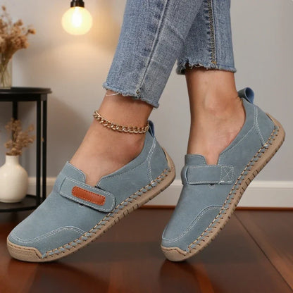 Women's Slip-On Loafers Hand-Sewn with Adjustable Velcro Strap