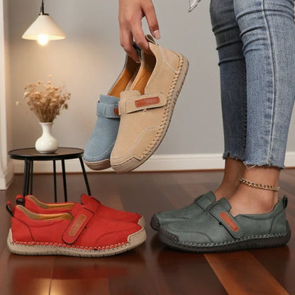 Women's Slip-On Loafers Hand-Sewn with Adjustable Velcro Strap