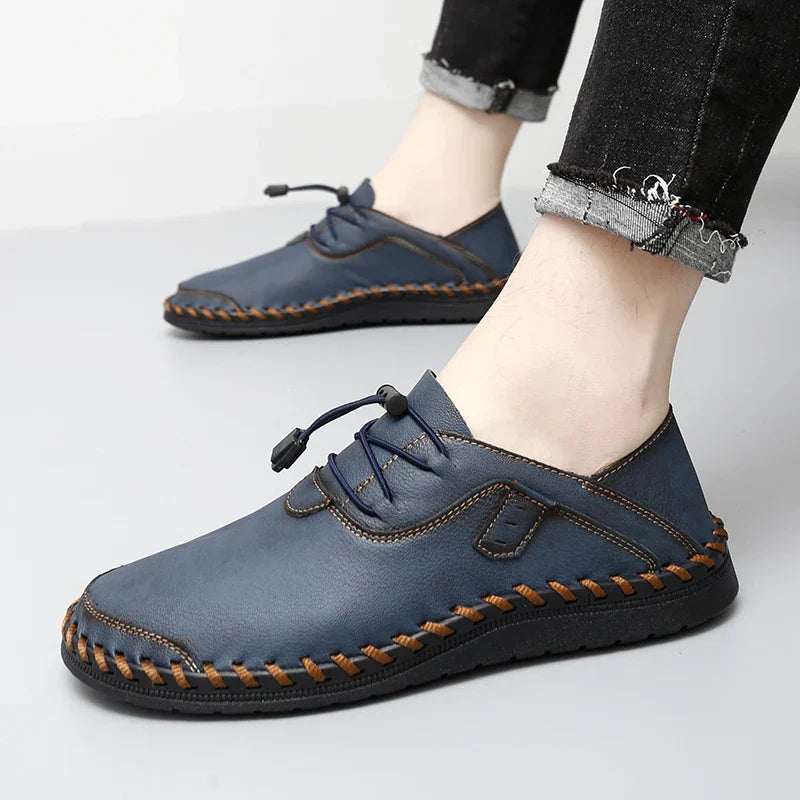 Men's Elegant Shoes with Hand Stitching and Adjustable Laces
