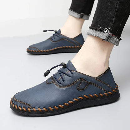 Men's Elegant Shoes with Hand Stitching and Adjustable Laces