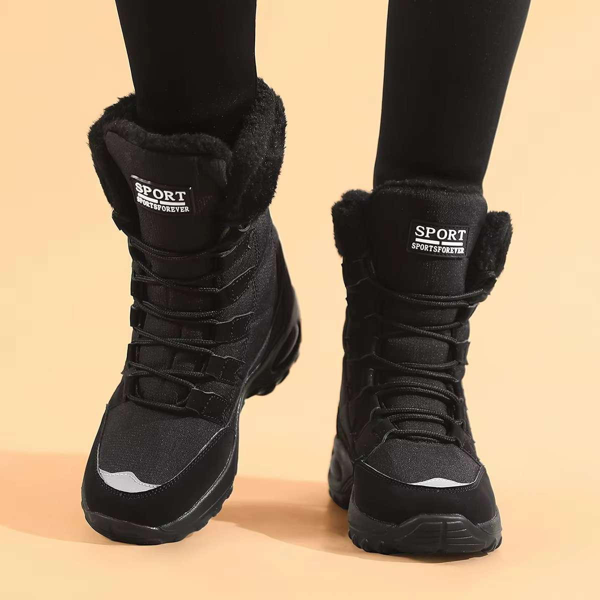 Women's Winter Boots with Fleece Lining Thick Sole Support – Warm Shoes