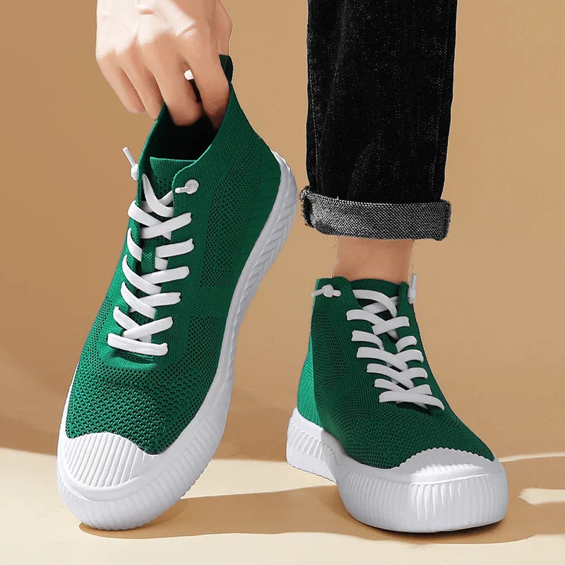 Zapatillas Hombre High Top Parte Superior de Malla Plantilla Ortopédica Cierre Sin Cordones