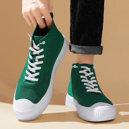 Zapatillas Hombre High Top Parte Superior de Malla Plantilla Ortopédica Cierre Sin Cordones