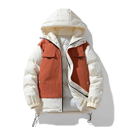 Men's Autumn Jacket Down Jacket with Adjustable Hood and Insulating Padding