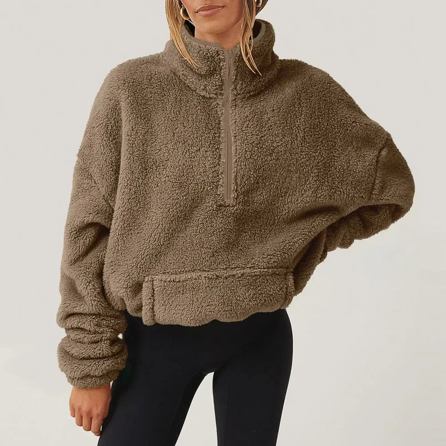 Maglione Donna con Mezza Zip e Colletto, Vestibilità Comoda – Stile Quotidiano