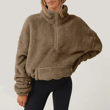 Maglione Donna con Mezza Zip e Colletto, Vestibilità Comoda – Stile Quotidiano