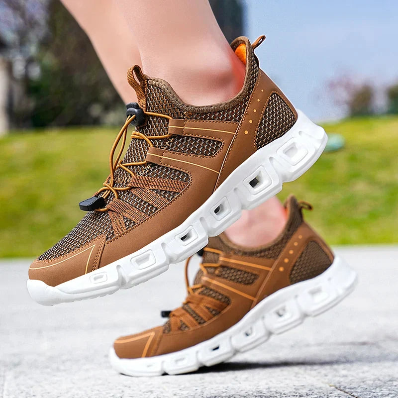 Men's Running Shoes with Mesh Upper, Quick Closure, and Cushioned Sole