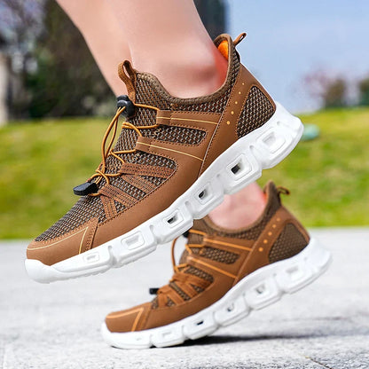 Men's Running Shoes with Mesh Upper, Quick Closure, and Cushioned Sole