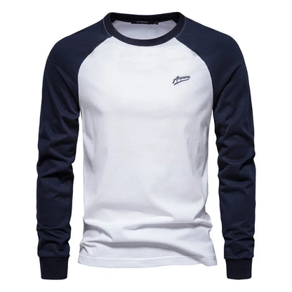Camicia da Uomo Autunnale a Maniche Lunghe con Maniche Raglan e Vestibilità Slim