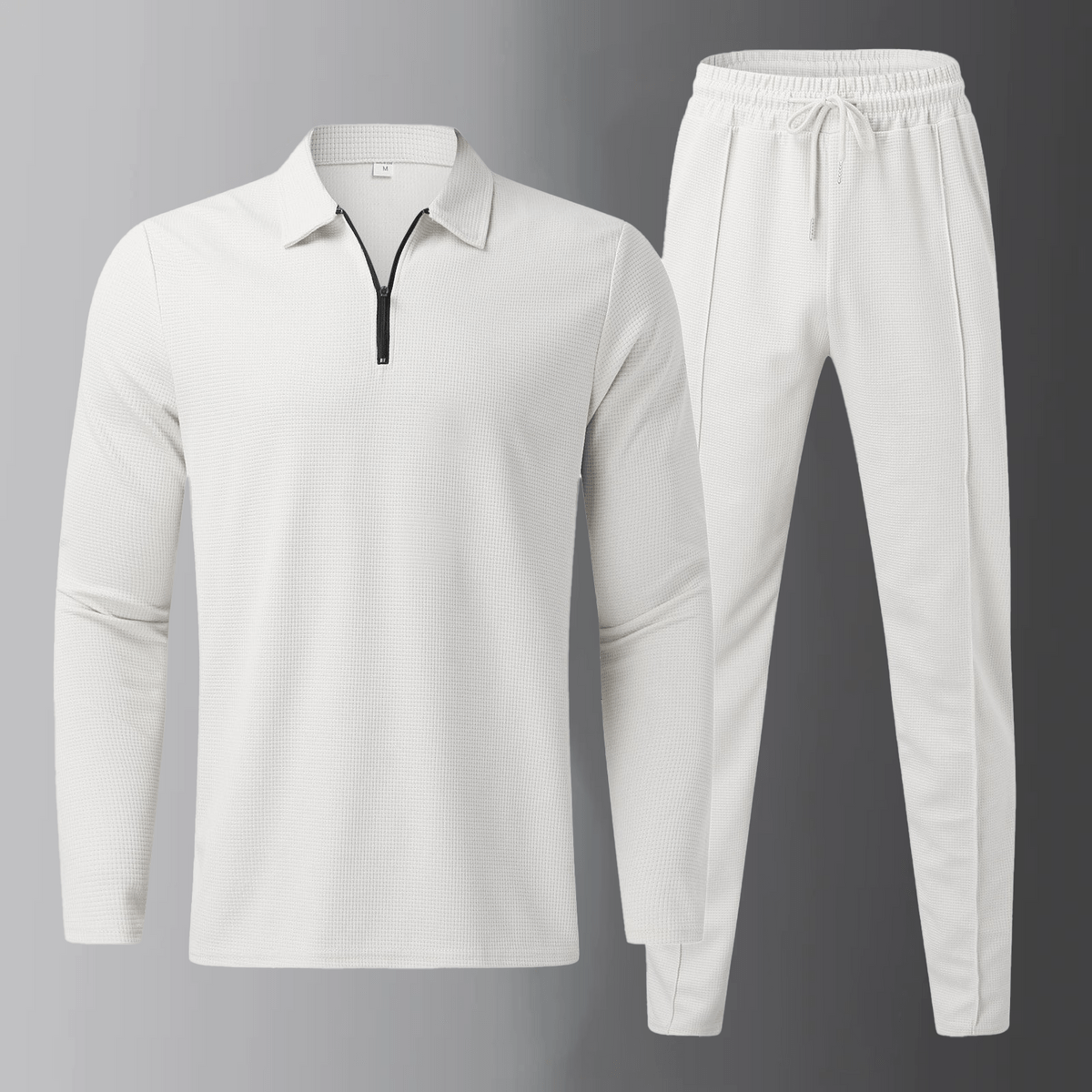 Men's Casual Set Long Sleeve Polo and Joggers with Drawstring Waist – Casual Style