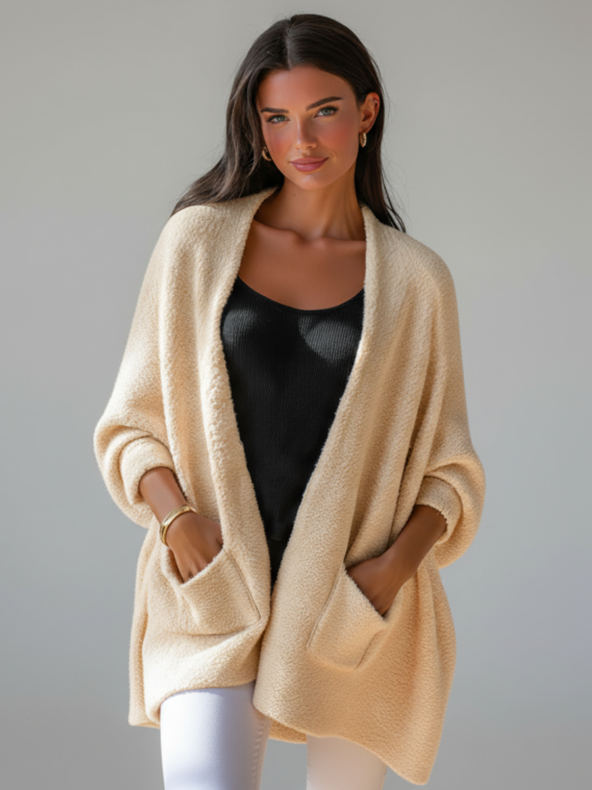 Scialle Invernale da Donna Oversize con Apertura Frontale – Copertura Avvolgente