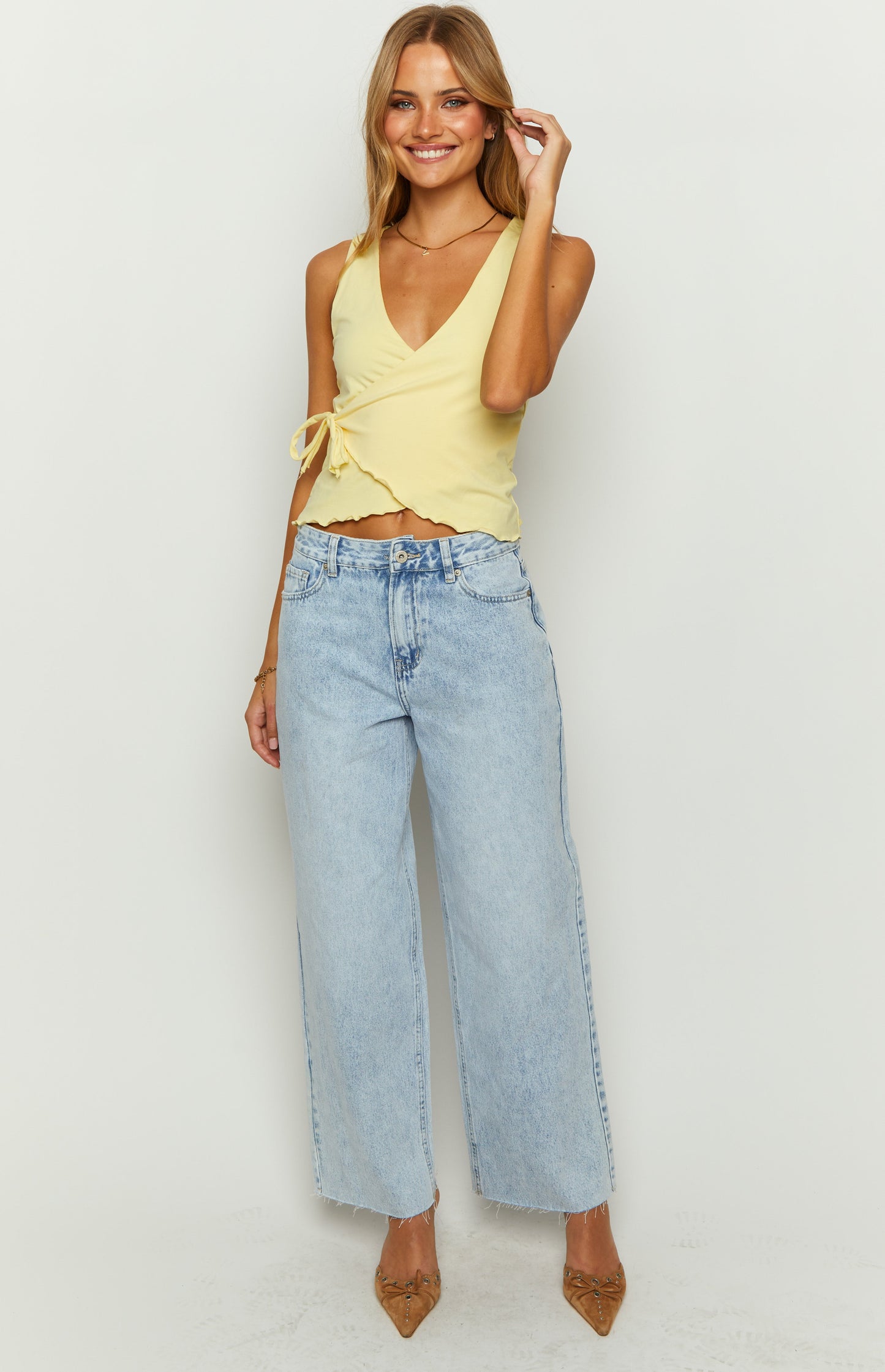 Women's Boyfriend Jeans Wide Leg Mid Rise Raw Hem – Denim Style