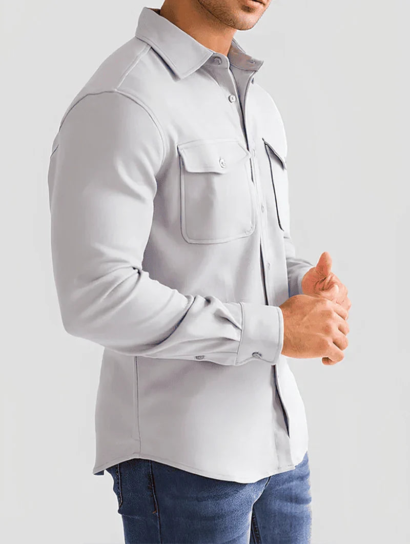 Overshirt da Uomo con Bottoni Slim Fit e Struttura Pulita