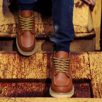 Botas Martin altas vintage para hombre, con forro de piel y diseño retro