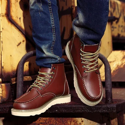 Botas Martin altas vintage para hombre, con forro de piel y diseño retro