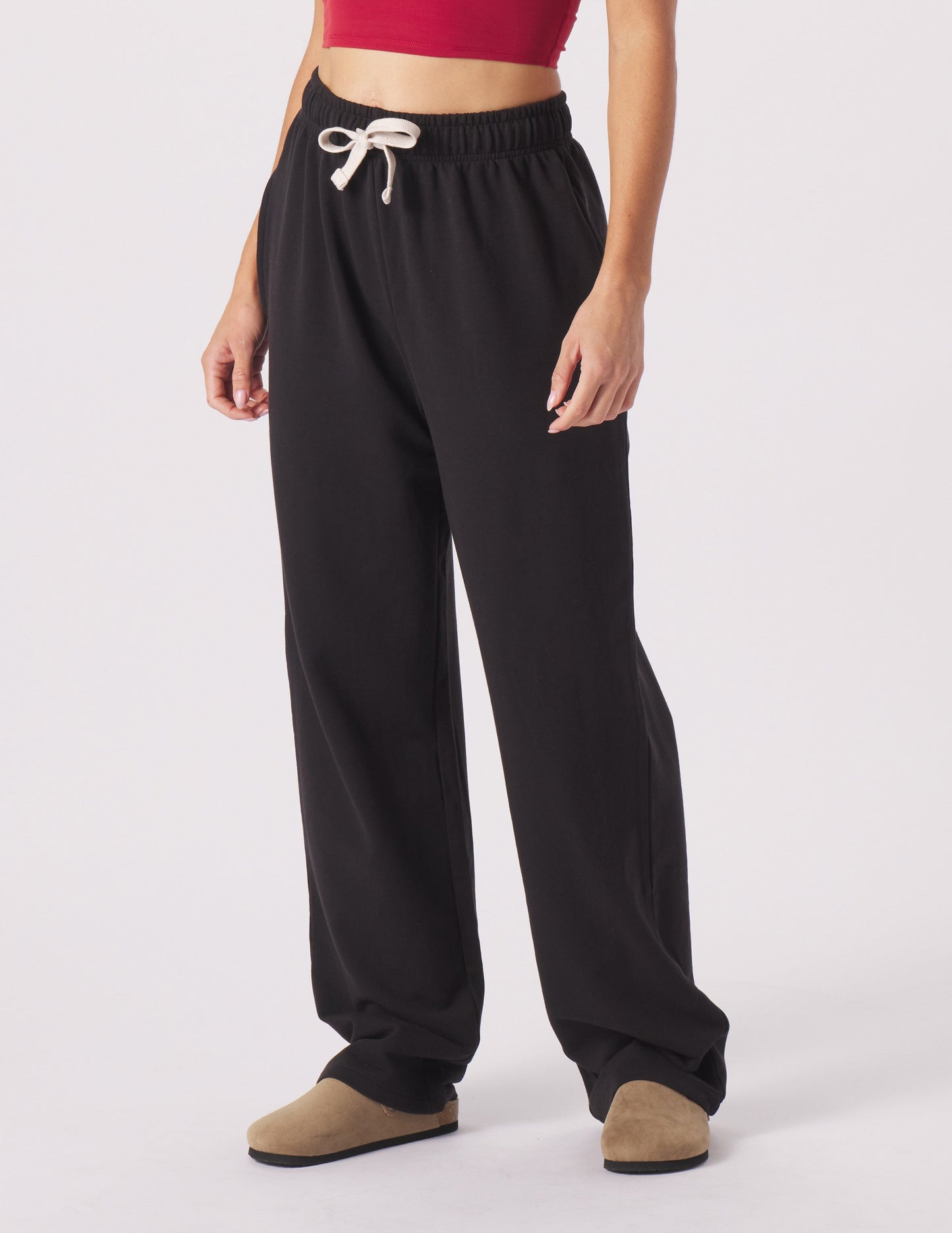 Pantaloni Sportivi da Donna a Gamba Dritta, Vestibilità Ampia con Finitura Spazzolata