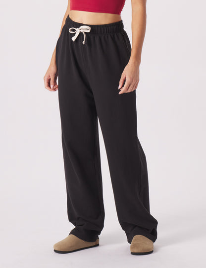 Pantaloni Sportivi da Donna a Gamba Dritta, Vestibilità Ampia con Finitura Spazzolata