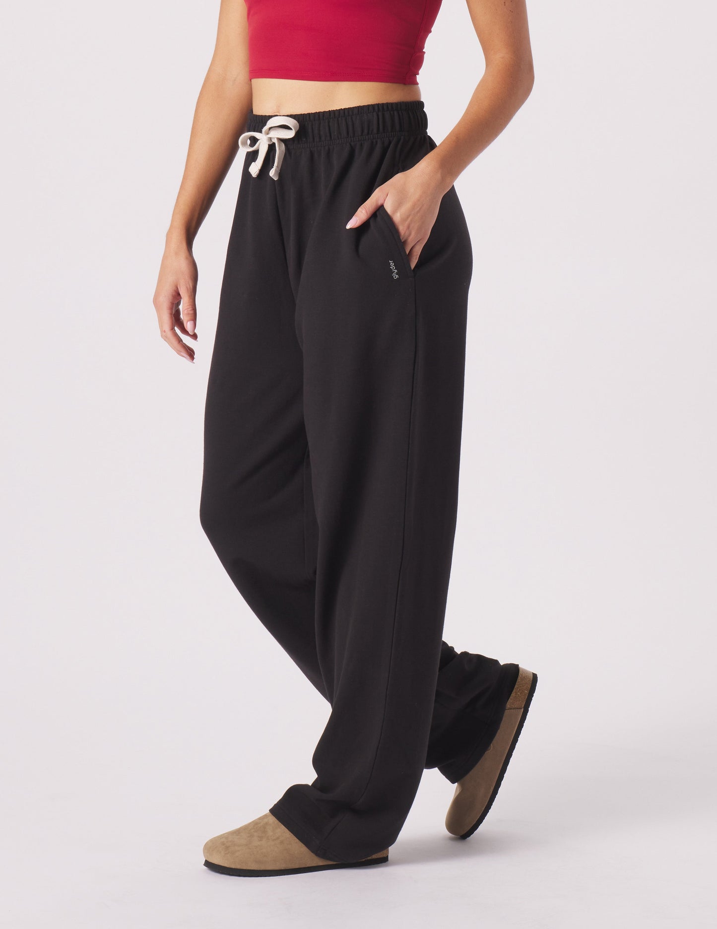Pantaloni Sportivi da Donna a Gamba Dritta, Vestibilità Ampia con Finitura Spazzolata