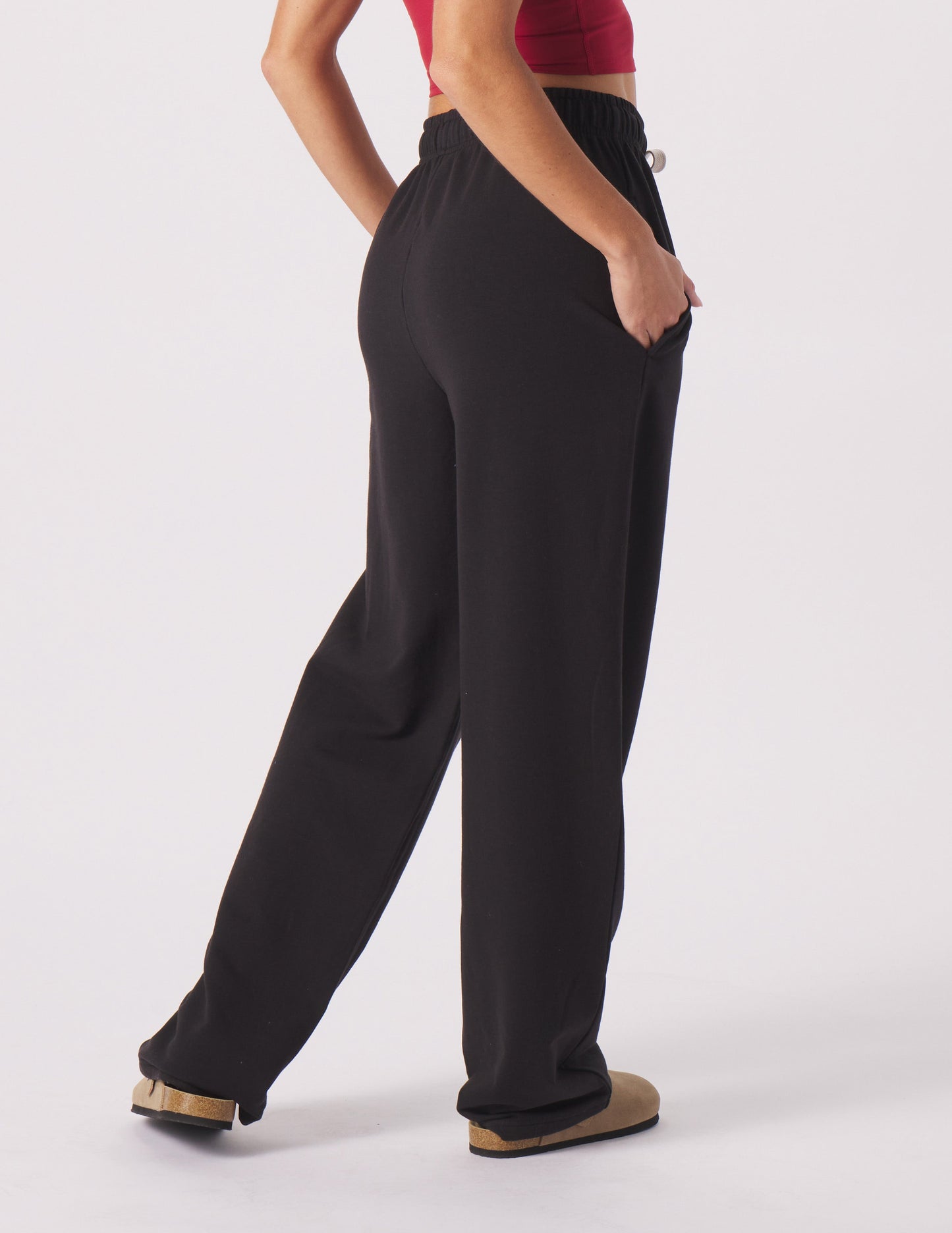 Pantaloni Sportivi da Donna a Gamba Dritta, Vestibilità Ampia con Finitura Spazzolata