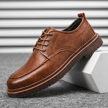 Men's faux-leather lace-up shoes with a cushioned insole