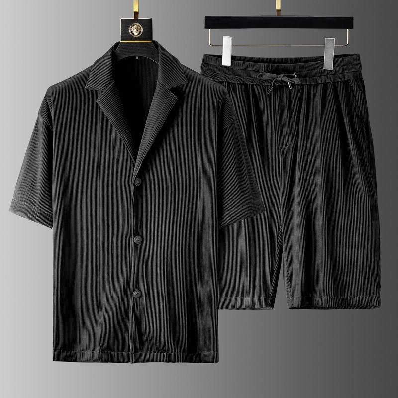 Conjunto de Verano para Hombre: Camisa y Pantalones Cortos de Manga Corta con Ajuste Cómodo