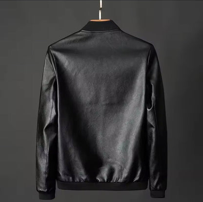 Men's Bomber Jacket with Ribbed Cuffs and Zip Pockets