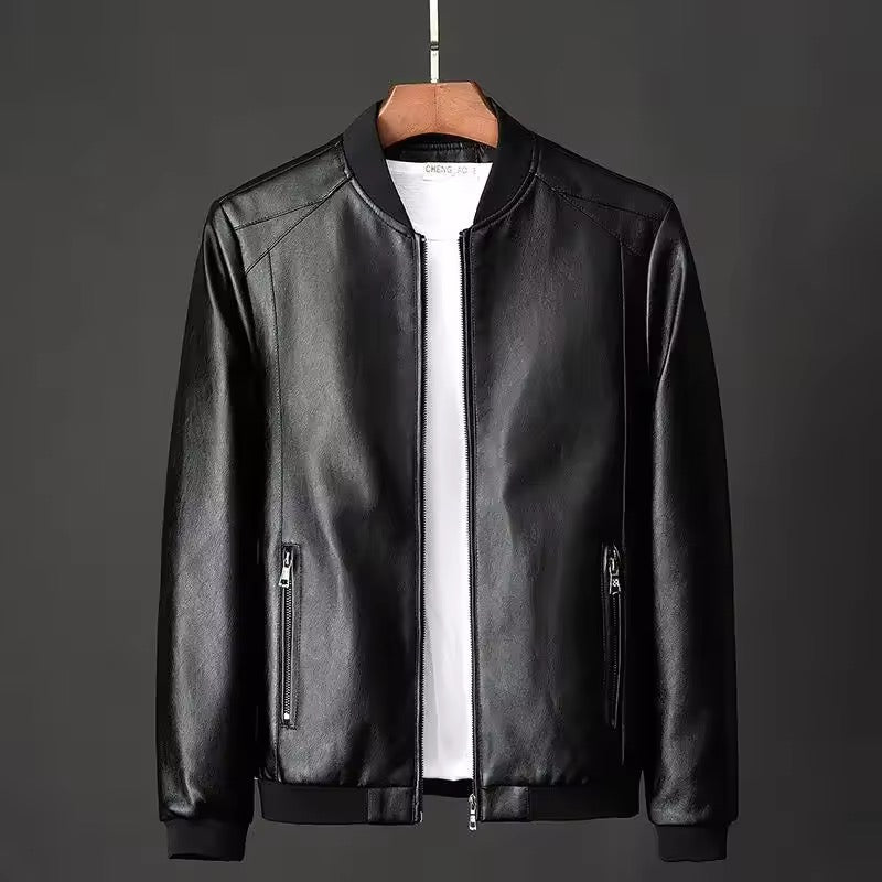 Men's Bomber Jacket with Ribbed Cuffs and Zip Pockets