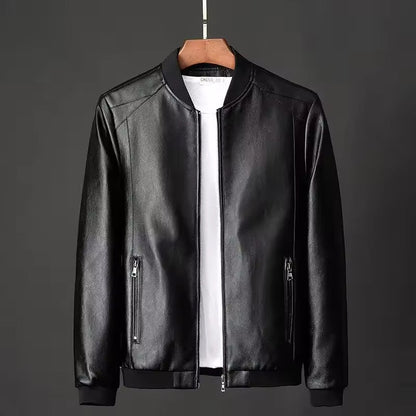 Men's Bomber Jacket with Ribbed Cuffs and Zip Pockets
