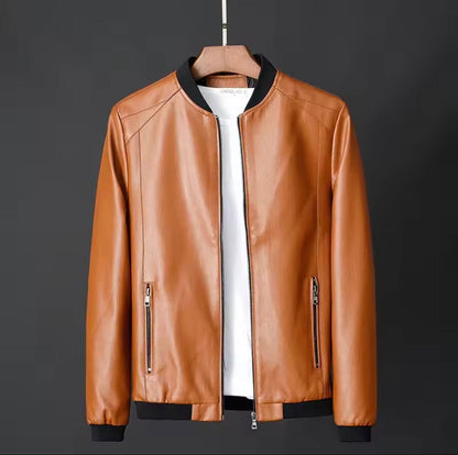 Men's Bomber Jacket with Ribbed Cuffs and Zip Pockets