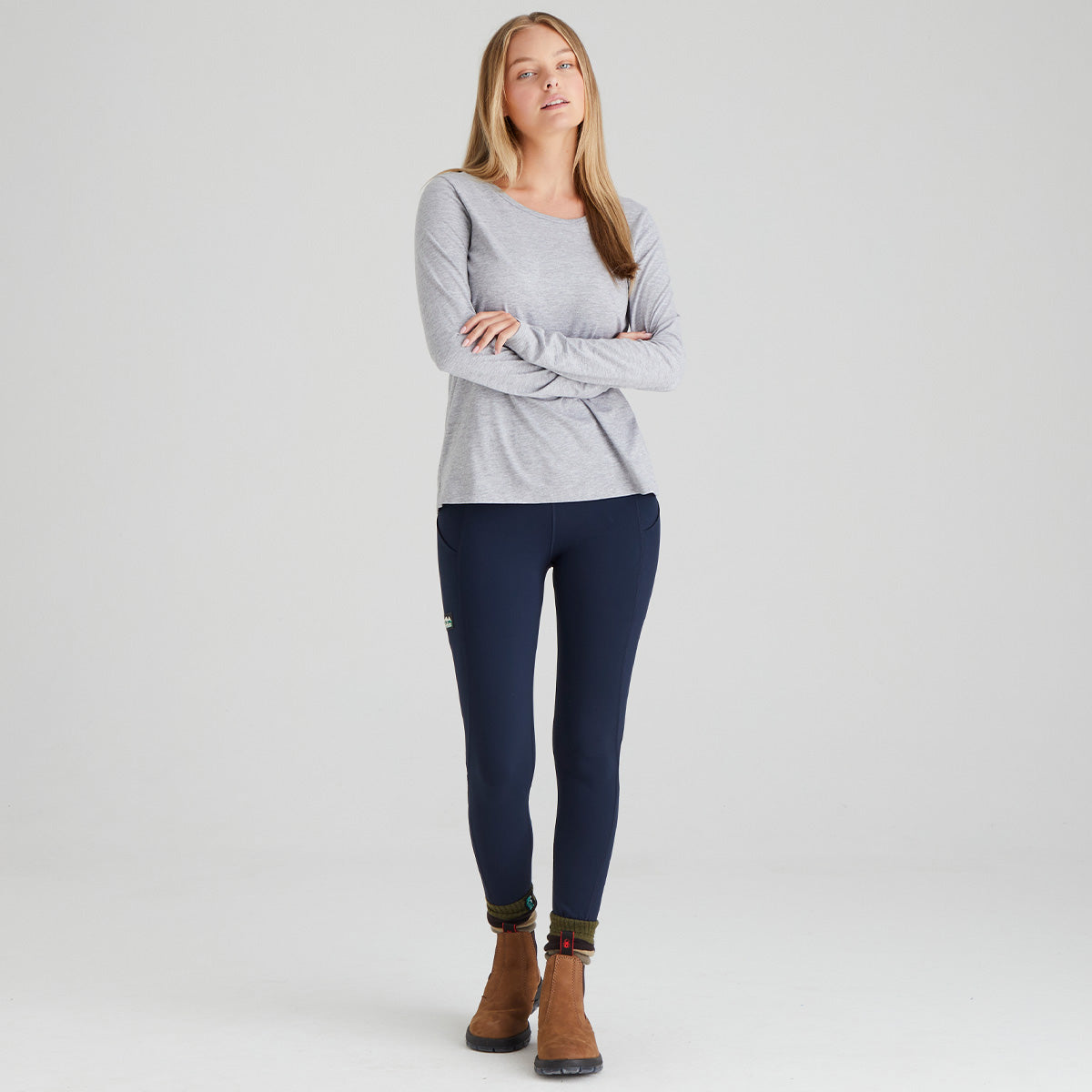 Leggings til kvinder med medium vægt, snøre i taljen og sidelommer