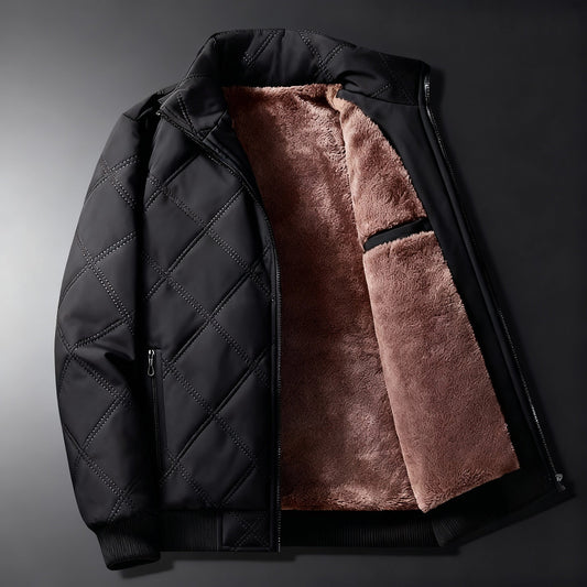Men's Winter Jacket with Fleece Lining and Quilted Exterior