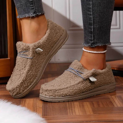 Zapatillas de invierno para mujer con punta cerrada y forro suave