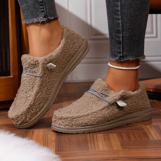 Zapatillas de invierno para mujer con punta cerrada y forro suave