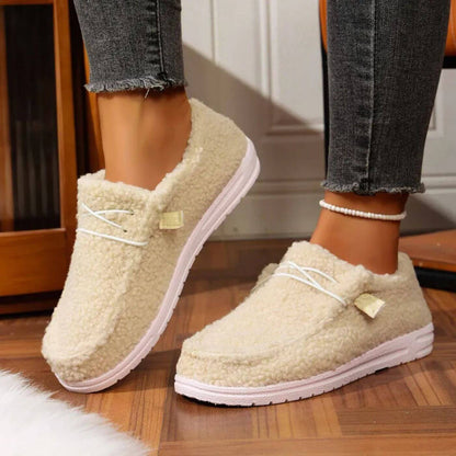 Zapatillas de invierno para mujer con punta cerrada y forro suave