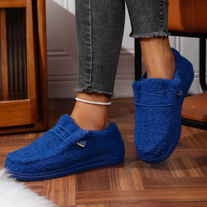 Zapatillas de invierno para mujer con punta cerrada y forro suave