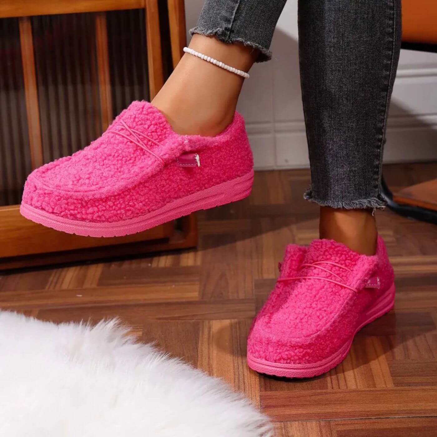 Zapatillas de invierno para mujer con punta cerrada y forro suave