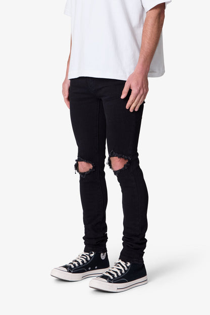 Jeans Uomo Skinny Neri con Effetto Sfumato e Vestibilità Allungata