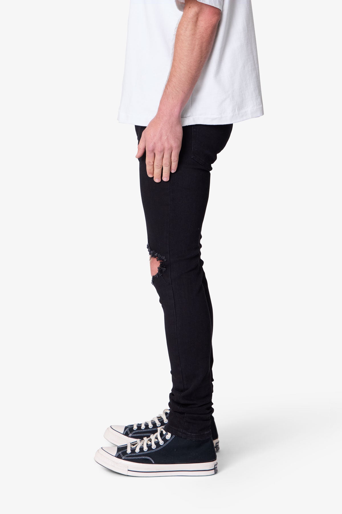 Jeans Uomo Skinny Neri con Effetto Sfumato e Vestibilità Allungata