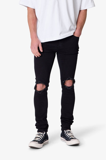 Jeans Uomo Skinny Neri con Effetto Sfumato e Vestibilità Allungata