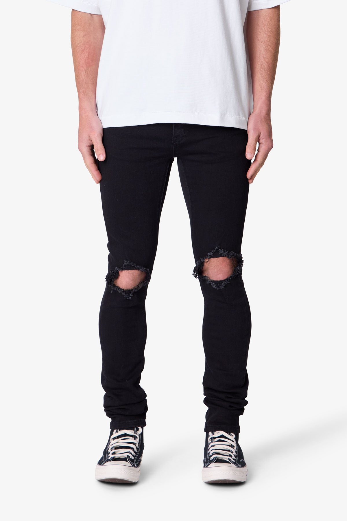Jeans Uomo Skinny Neri con Effetto Sfumato e Vestibilità Allungata
