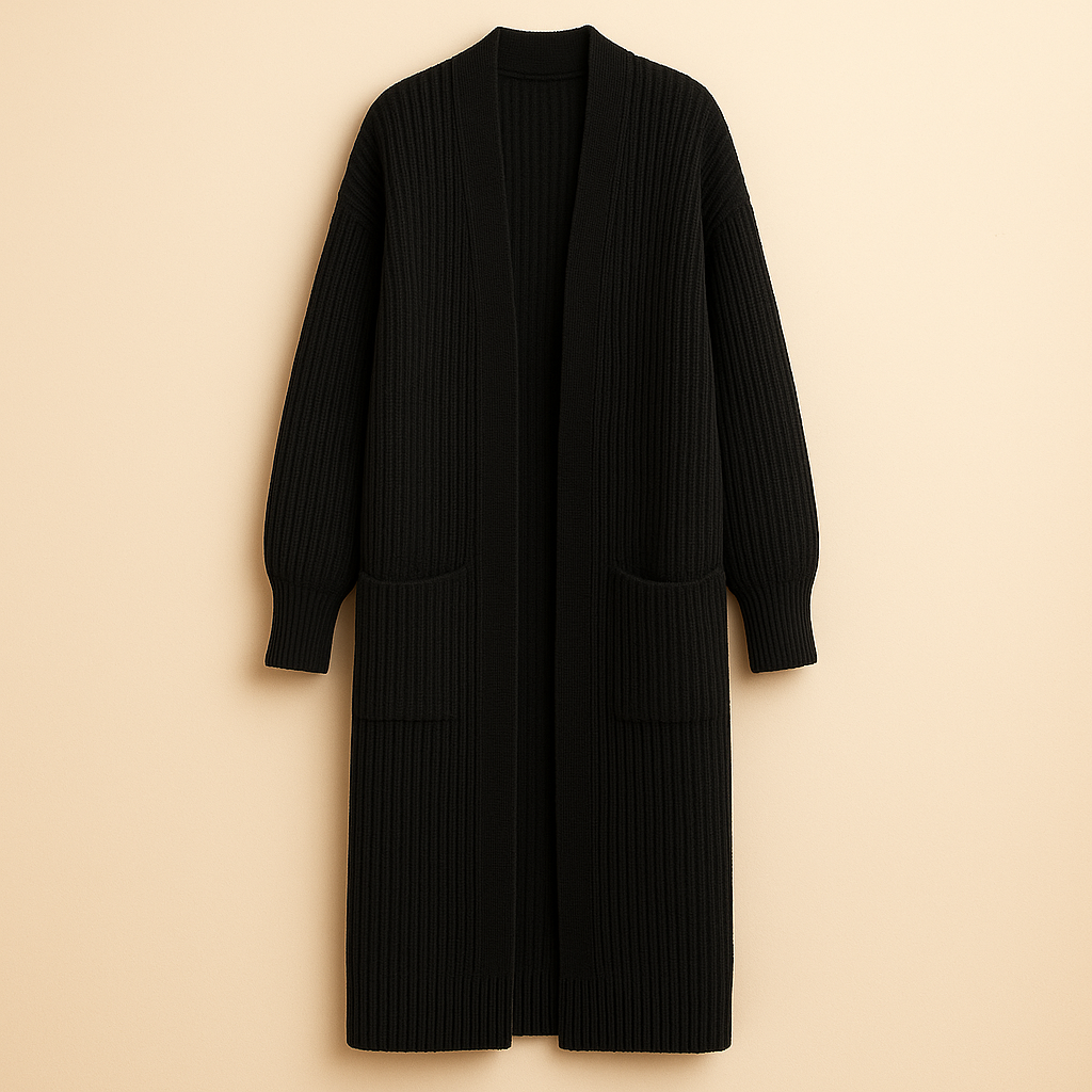 Women's Long Cardigan in Knit, Open Front, Oversized Fit