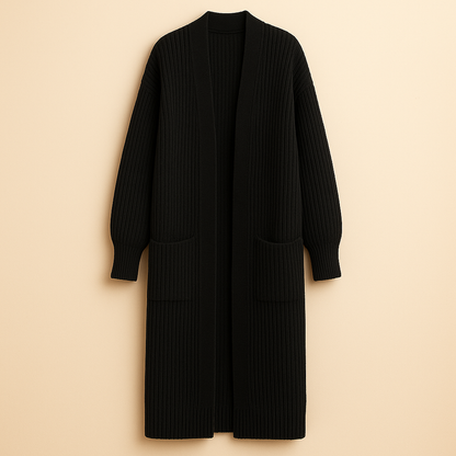 Women's Long Cardigan in Knit, Open Front, Oversized Fit
