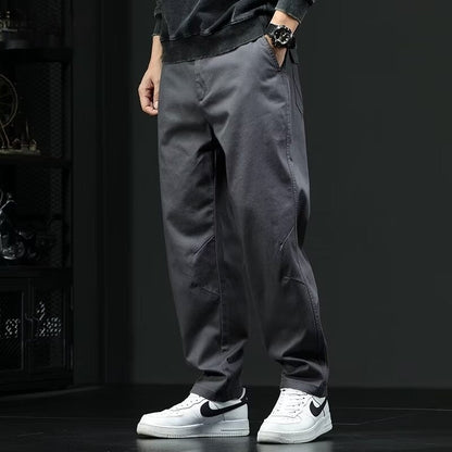 Pantaloni Uomo Stile Retrò a Gamba Dritta e Vita Media – Tinta Unita