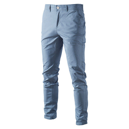 Pantaloni Uomo Rinforzati a Gamba Dritta con Vita Media e Chiusura a Zip – Design Essenziale