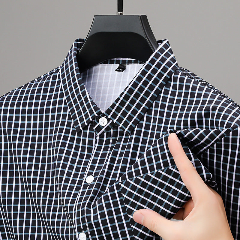 Camisa de hombre primaveral a cuadros con mangas largas – Corte amplio