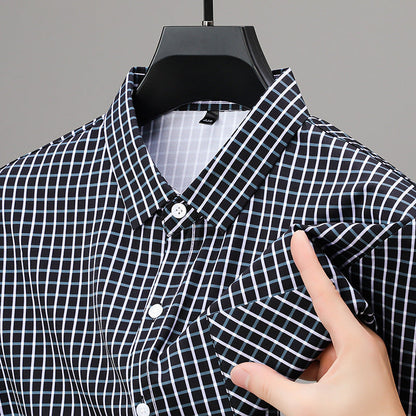 Camisa de hombre primaveral a cuadros con mangas largas – Corte amplio
