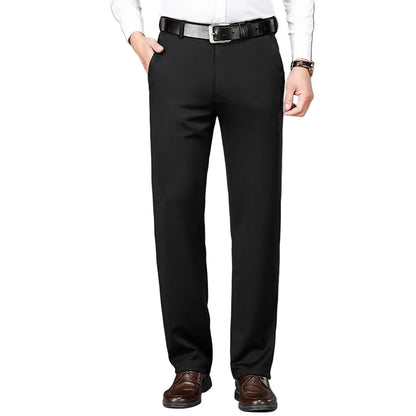 Pantaloni Uomo da Abito Dritti Business con Vita Media Elastica – Stile Formale