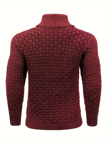Maglione Uomo in Maglia Waffle con Collo a Sciarpa