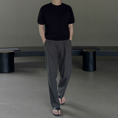 Pantaloni Uomo Casual a Gamba Dritta – Vestibilità Ampia e Tinta Unita